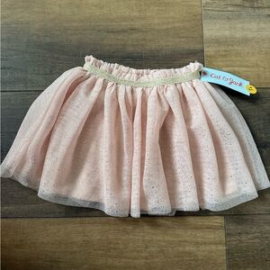 Cat & Jack 3T pink Blush & gold sparkle Tulle Skirt nwt elastic waist fully line